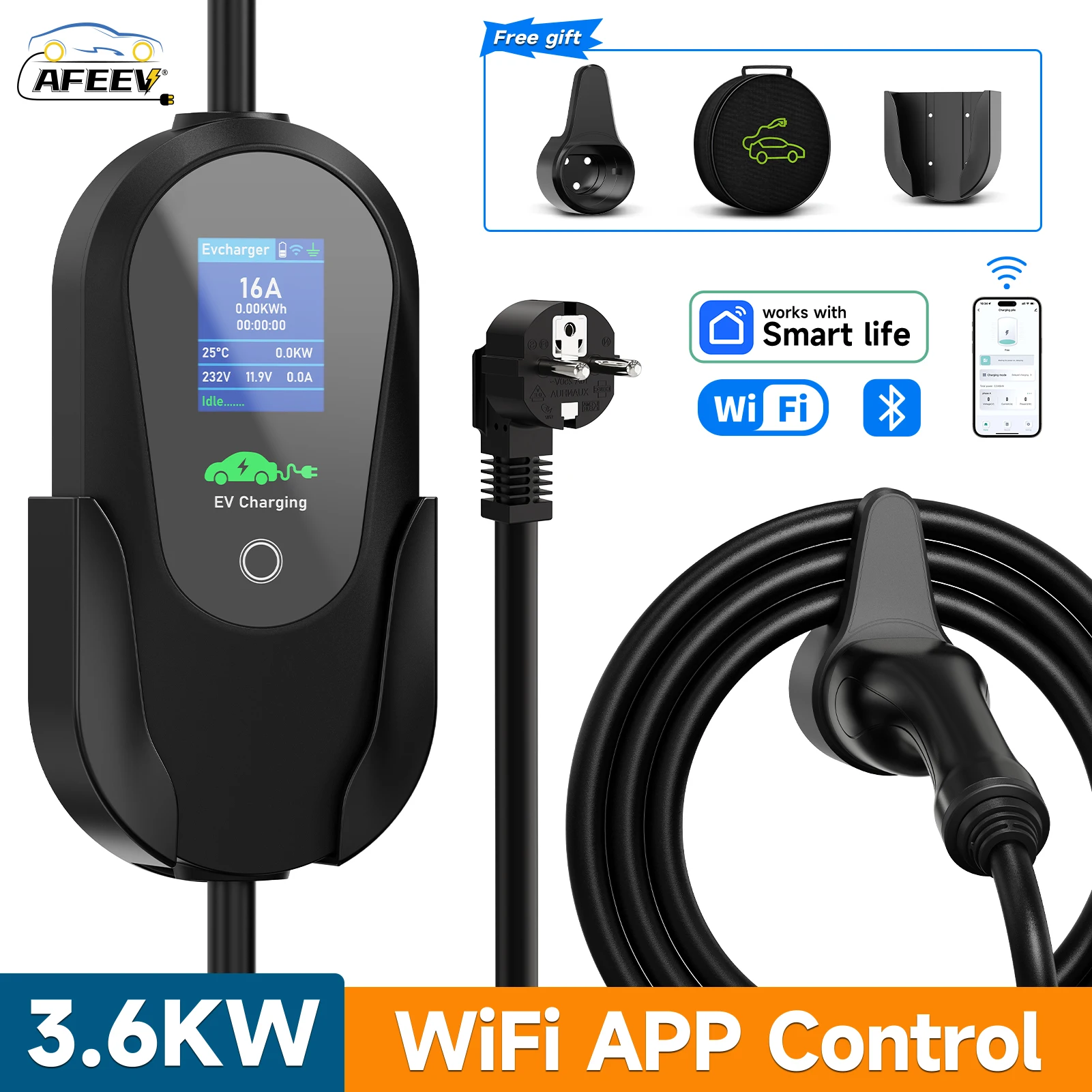 Wifi Smart Plug - AFEEV Type 2 Portable EV Charger