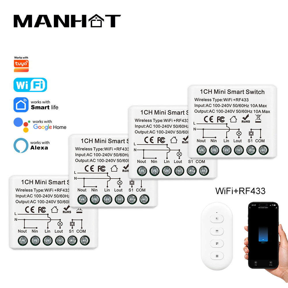 Smart Home Features - 10A Mini WIFI Smart Switch RF433Mhz
