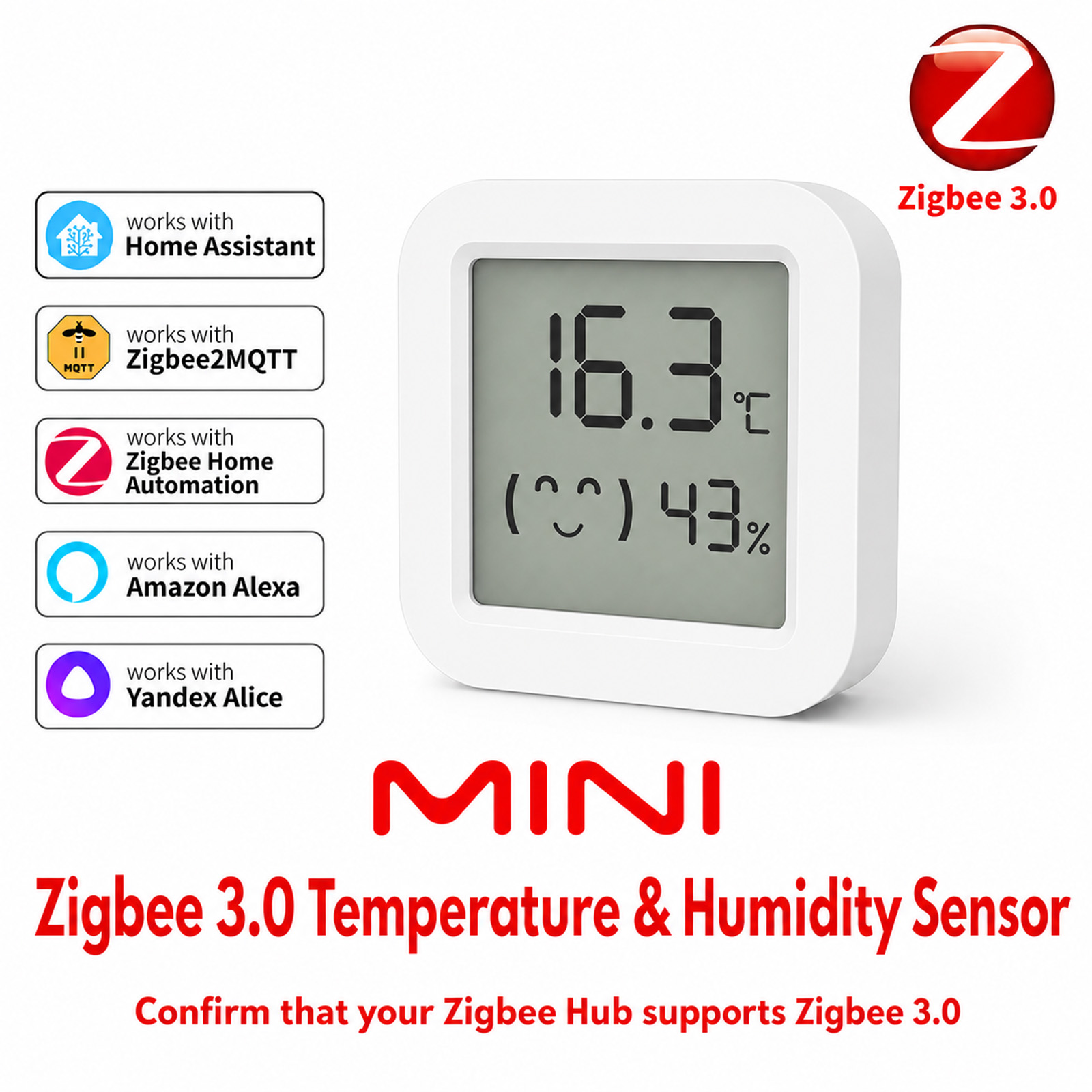 Smart Home Yandex - Zigbee 3.0 Temperature and Humidity Sensor